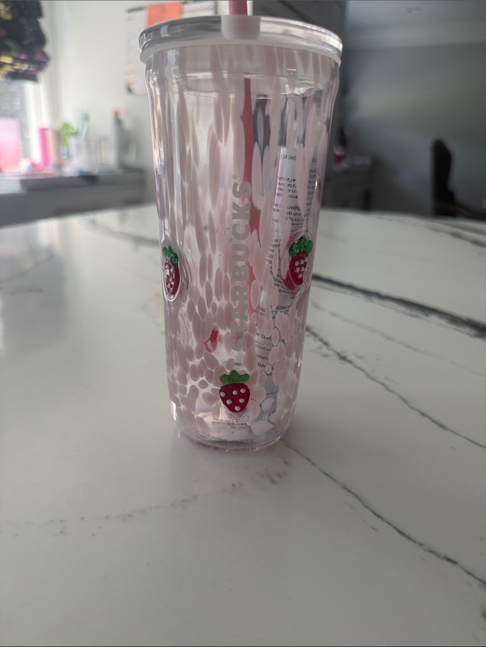 Starbucks Pink Strawberry Dimpled Tumbler with Straw